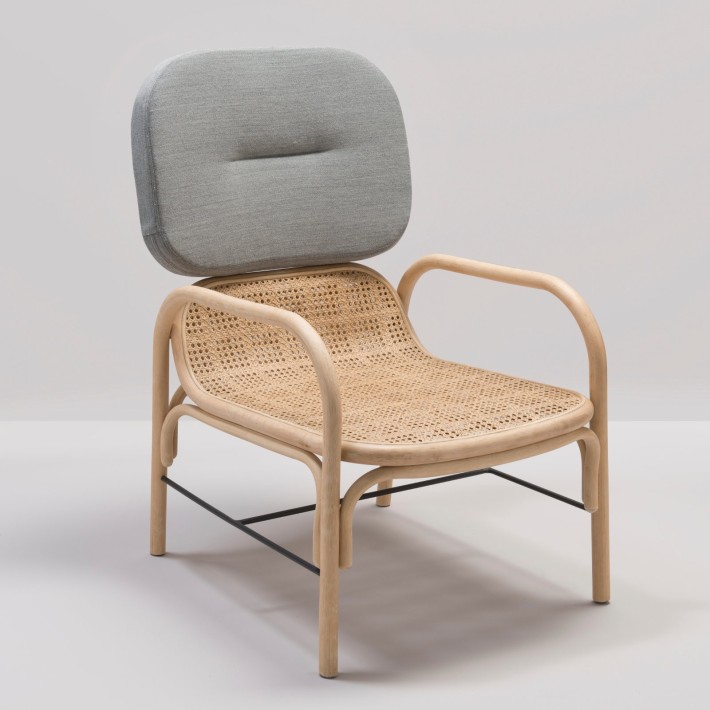 Fauteuil en rotin PLUS tissu écru Migliore rotin design