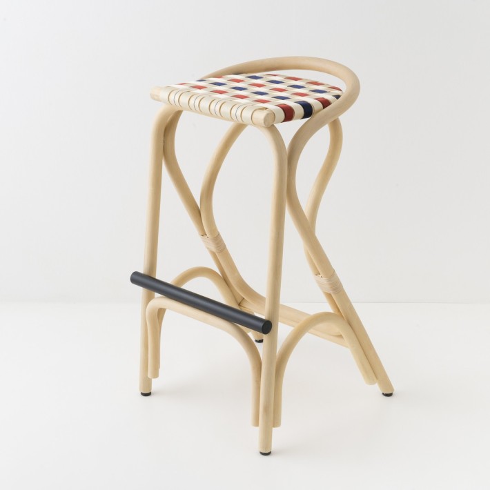 Tabouret de bar en rotin VIRAGE LARGE multicolor