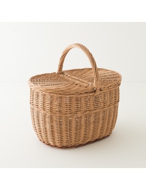 Two-coloured willow shopping basket
