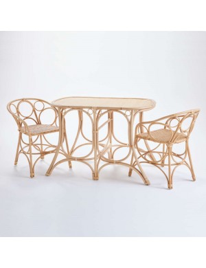 Rattan table armchair Gingko Bulles view from 3/4