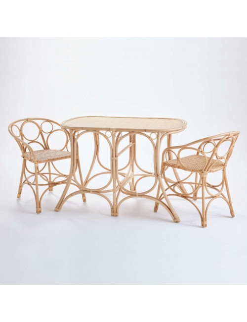 Ensemble table et fauteuils rotin Gingko Bulles