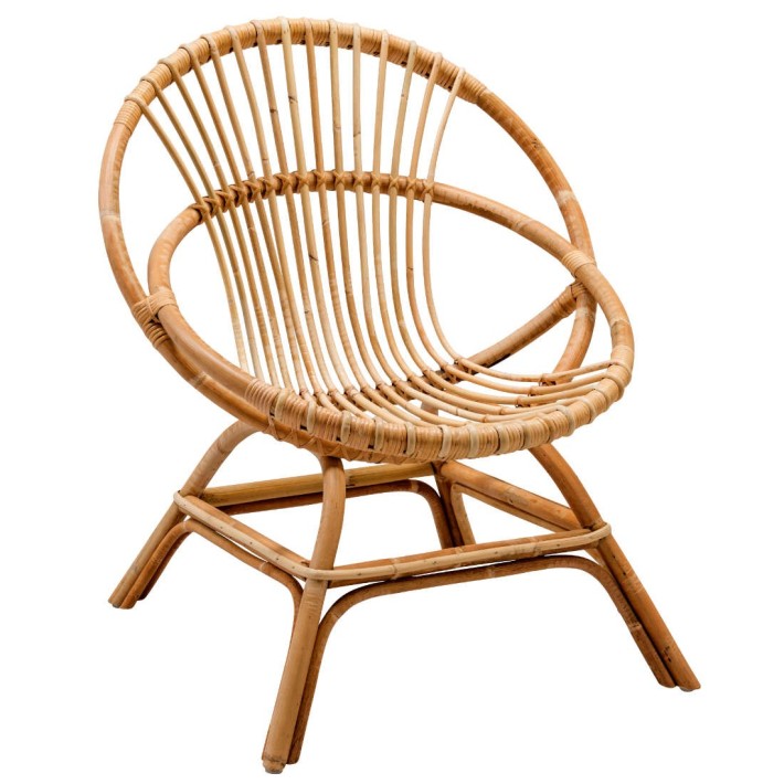 Fauteuil rotin coquille Brigitte en canne naturelle de chez KOK Maison