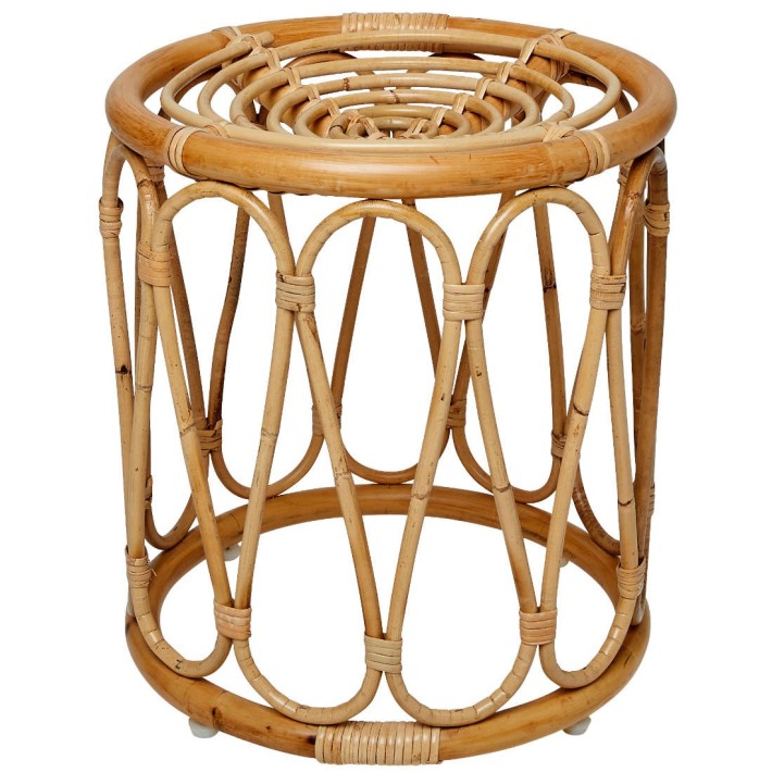 Vintage rattan foostool Tambour