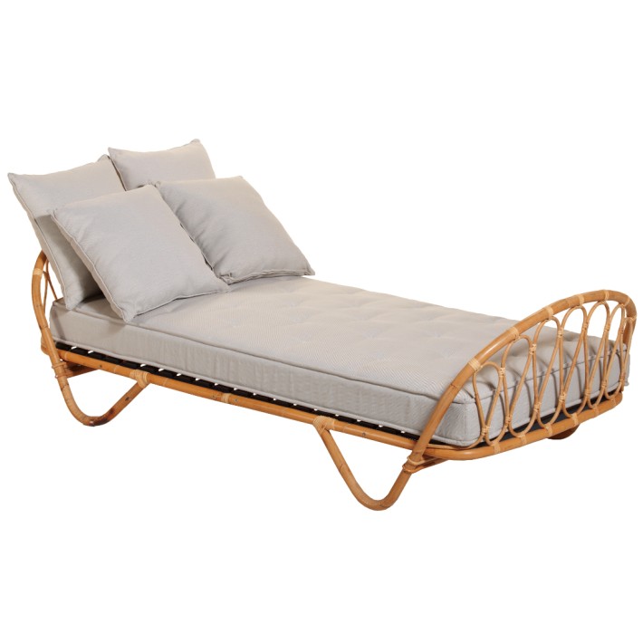 Lit rotin 90x190 Corbeille livré avec sommier mais sans matelas ni coussins