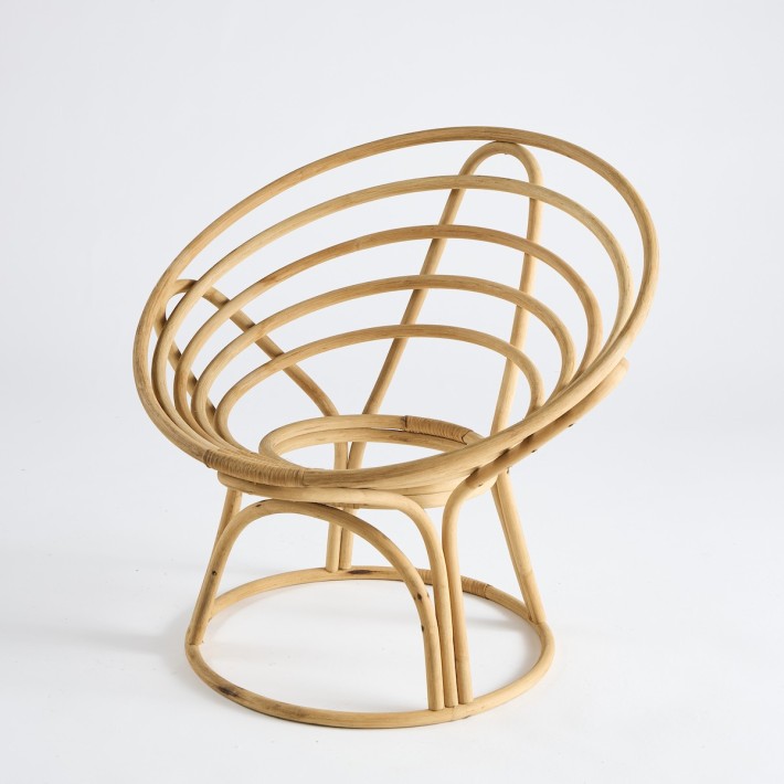 Rattan coquille armchair with hoops - vintage model PU012