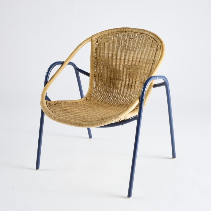 Vintage metal rattan coquille armchair PU020