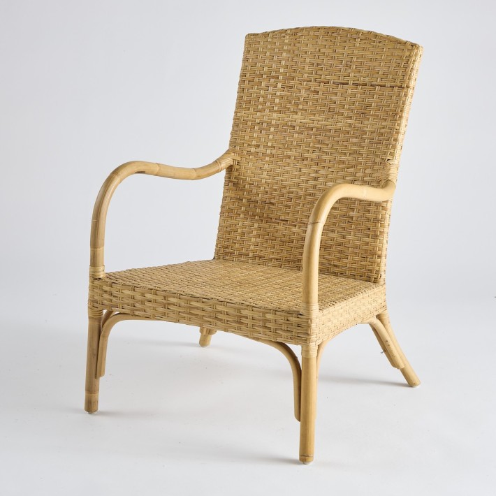 High-back woven rattan armchair PU027