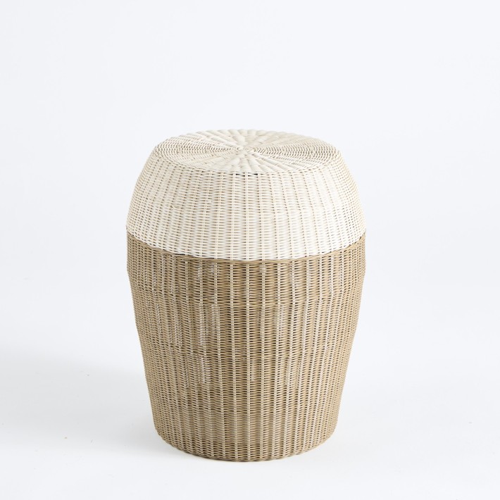 Pouf Pm bicolore résine blanche - beige PU051