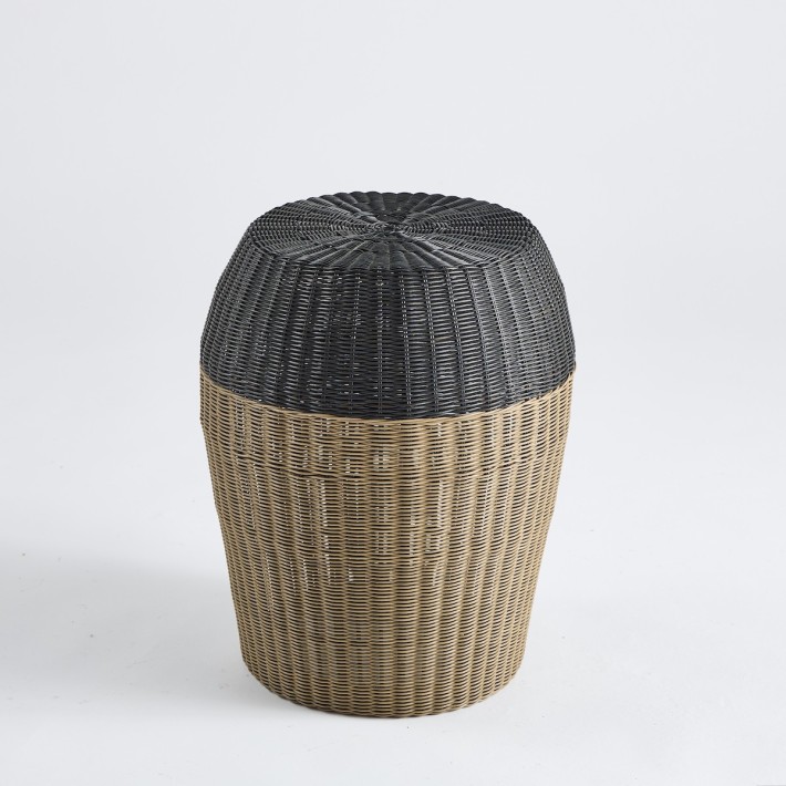 Pouf Pm bicolore résine noire - beige PU052