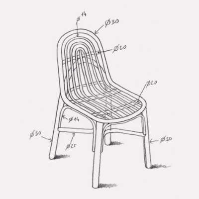 dessin chaise en rotin SILLON